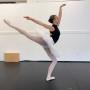 Sylvie Swanson, a 13-year-old student in NID's half-day program, working on her arabesque during pointe class. Sylvie Swanson, a 13-year-old student in NID's half-day program, working on her arabesque during pointe class.
