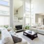 Motorized cellular shades in high, hard-to-reach windows. Motorized cellular shades in high, hard-to-reach windows.