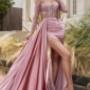 When looking for the perfect regal gown, this long sleeve satin beauty is the obvious choice. Chic yet ethereal, this off-the-shoulder gown features a beaded corset that adds a subtle sparkle to a romantic evening look. When looking for the perfect regal gown, this long sleeve satin beauty is the obvious choice. Chic yet ethereal, this off-the-shoulder gown features a beaded corset that adds a subtle sparkle to a romantic evening look.