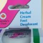 Herbal cream deodorant does not require daily application. Scientifically tested to last up to seven days with only one application even after showering or bathing. 23 g jar lasts 4 to 5 months Herbal cream deodorant does not require daily application. Scientifically tested to last up to seven days with only one application even after showering or bathing. 23 g jar lasts 4 to 5 months