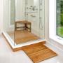 Tuile en teck élégante d'ARB et banc, rehaussant une salle de bain moderne avec des éléments en bois naturel, parfaits pour une expérience de spa luxueuse à domicile. Tuile en teck élégante d'ARB et banc, rehaussant une salle de bain moderne avec des éléments en bois naturel, parfaits pour une expérience de spa luxueuse à domicile.