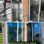 Sliding screen door repair and replacement services. Sliding screen door repair and replacement services.