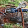 Severe water line leak Severe water line leak