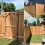 Newly built pressure-treated wood fence and gate providing privacy and durability for a residential backyard. Clean lines and sturdy construction enhance outdoor security and style. wood fence, backyard gate, pressure treated, privacy fence, durable Newly built pressure-treated wood fence and gate providing privacy and durability for a residential backyard. Clean lines and sturdy construction enhance outdoor security and style. wood fence, backyard gate, pressure treated, privacy fence, durable