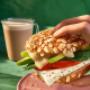 Panera Avocado and Egg White Spinach Sandwich with Chai Latte Panera Avocado and Egg White Spinach Sandwich with Chai Latte