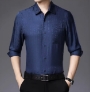 Mens Mulberry Silk Shirt Striped with Floral Ornament in Blue Zodiac Mens Mulberry Silk Shirt Striped with Floral Ornament in Blue Zodiac